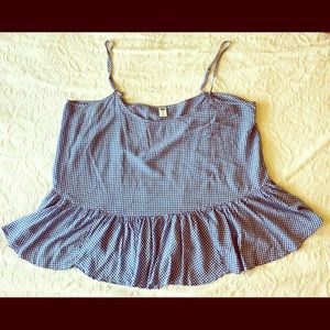 OLD NAVY Blue & White Gingham Peplum Top